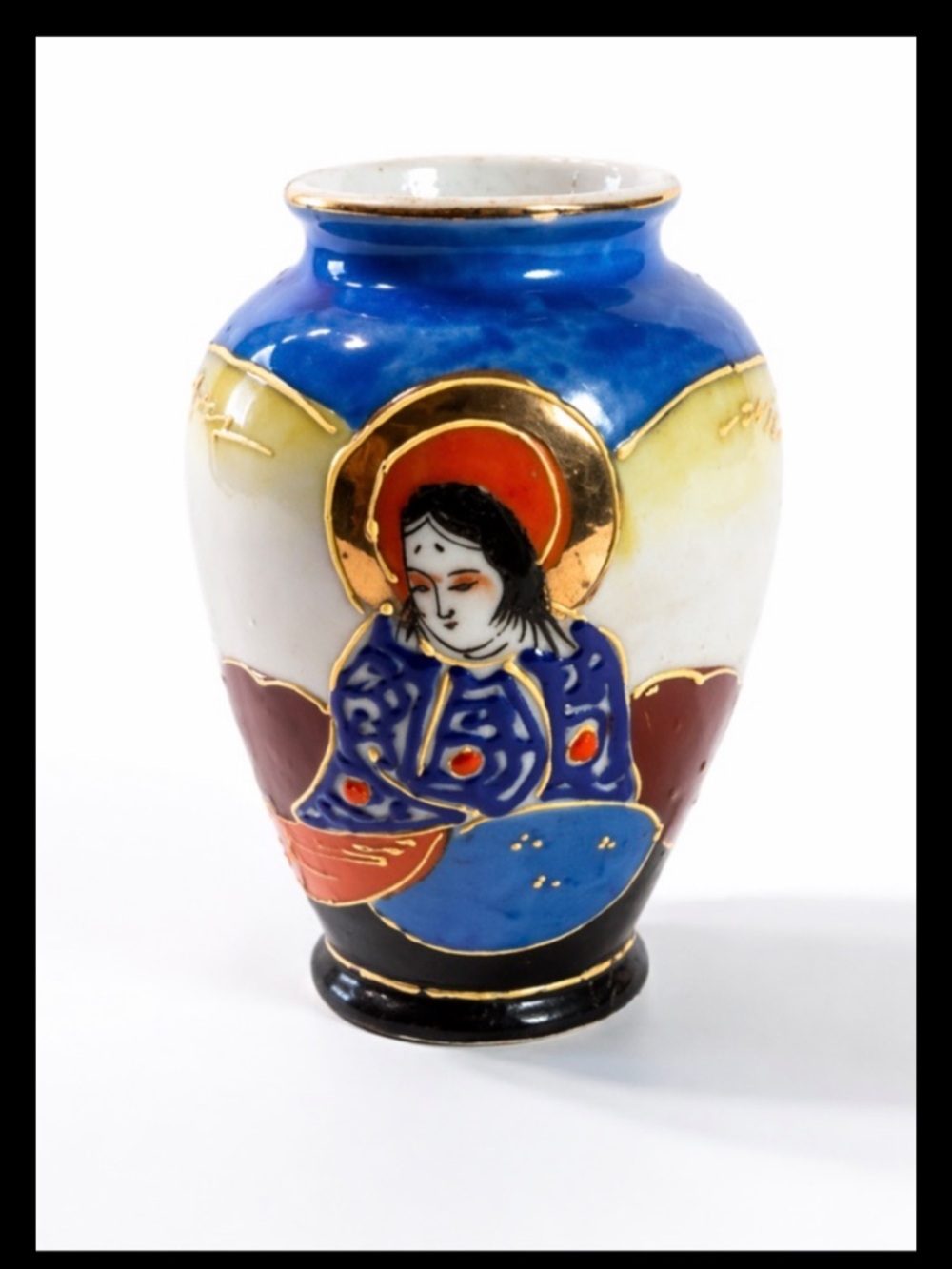 Vintage Occupied Japan Geisha Mini Vase Hand Painted Porcelain Bud Vase 1940s